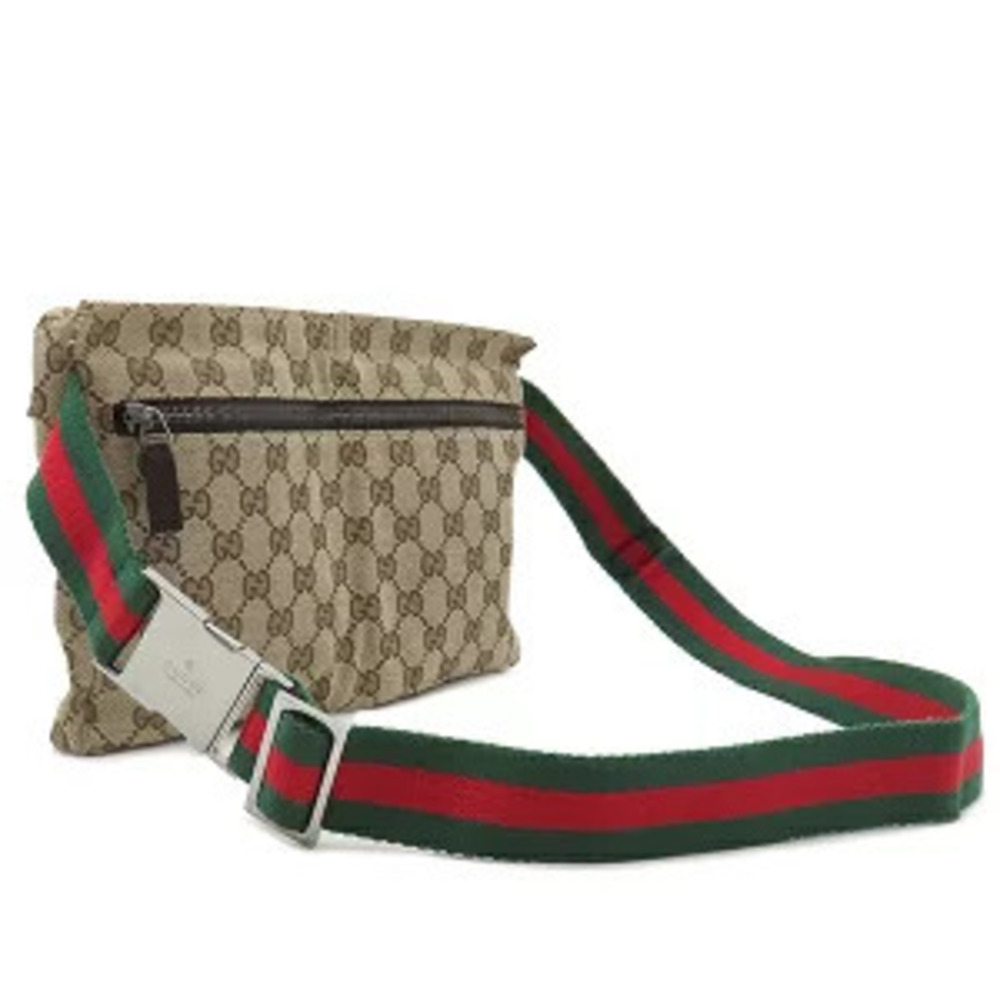 Gucci waist bag Clutch Body Bum Crossbody Belt GG beige brown Black hardware - Picture 2 of 6